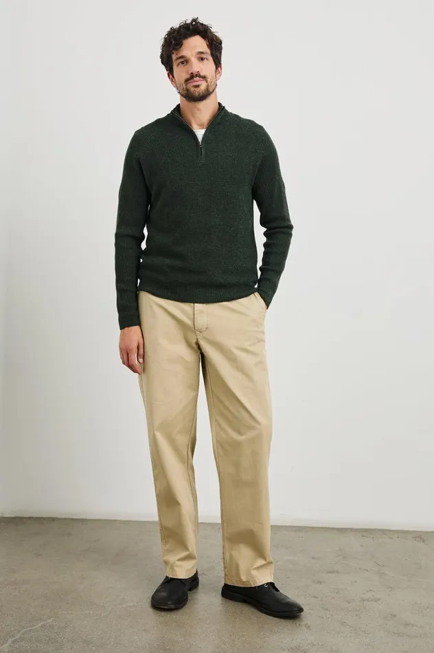 Rails Sweaters Men STARK QUARTER ZIP Olive Melange