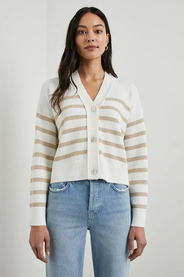 Rails Sweaters Women GENEVA CARDIGAN Sand Stripe