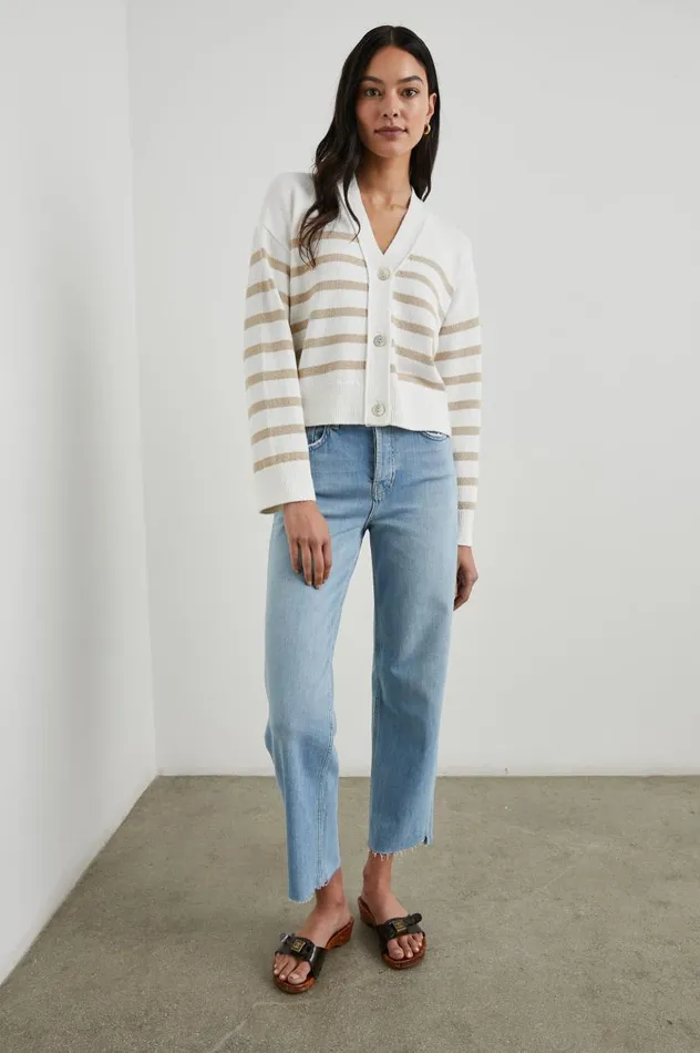 Rails Sweaters Women GENEVA CARDIGAN Sand Stripe