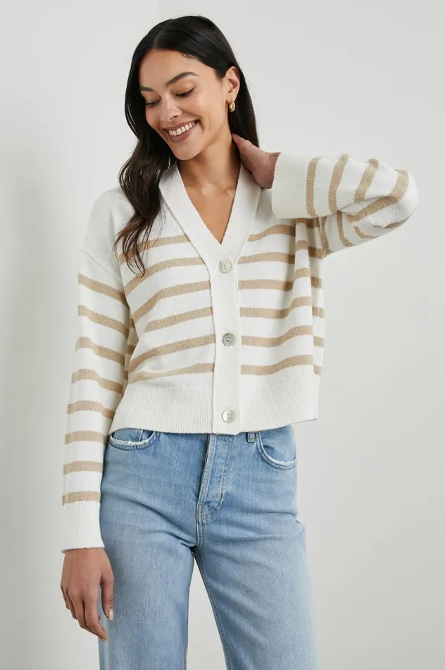 Rails Sweaters Women GENEVA CARDIGAN Sand Stripe