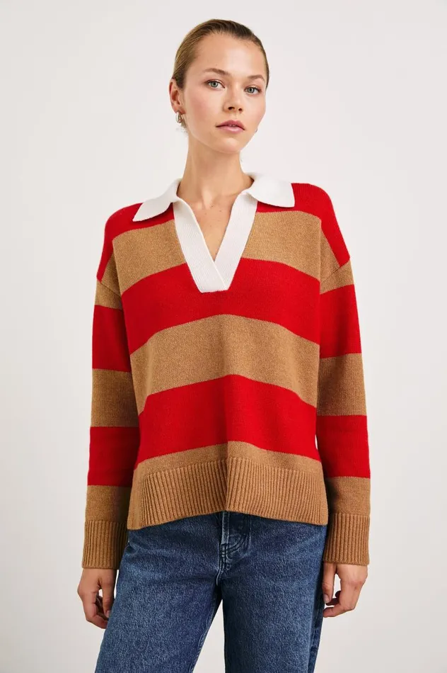 Rails Sweaters Women HARRIS SWEATER Cherry Camel Stripe