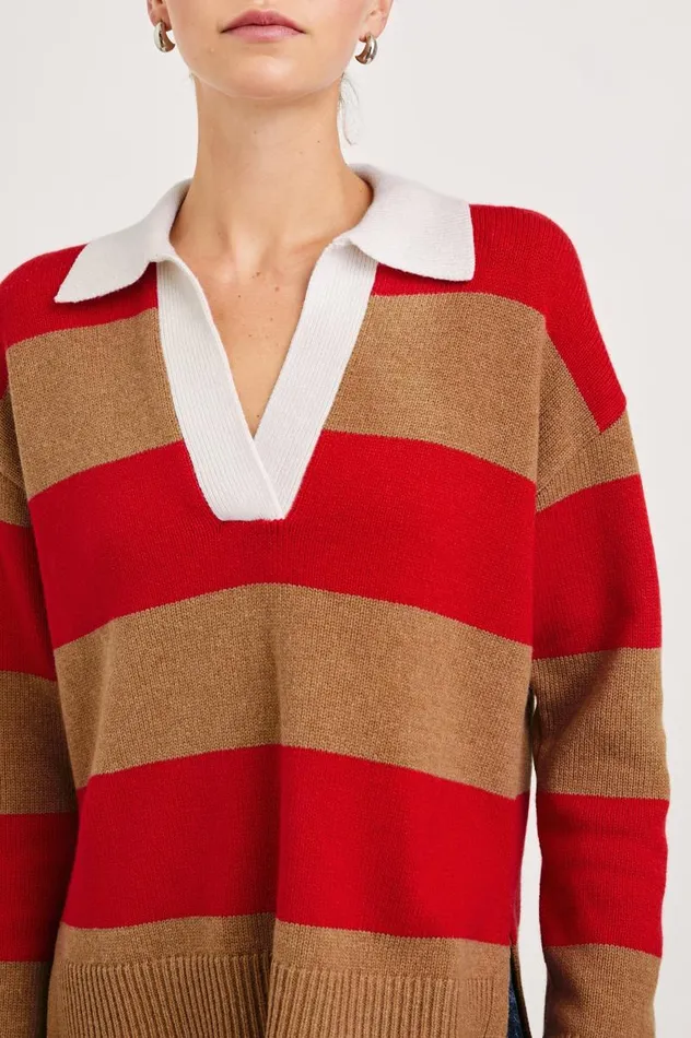 Rails Sweaters Women HARRIS SWEATER Cherry Camel Stripe