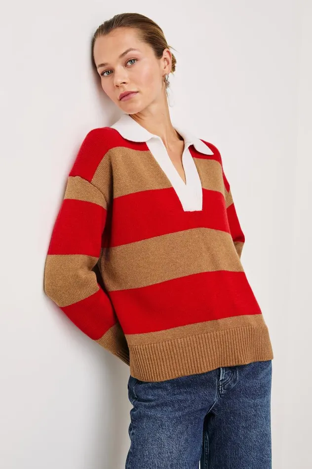 Rails Sweaters Women HARRIS SWEATER Cherry Camel Stripe