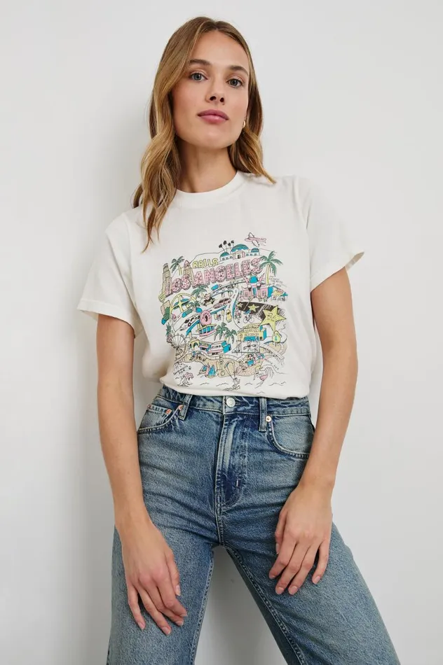Rails Tops Women BOYFRIEND TSHIRT Rails Los Angeles Map White