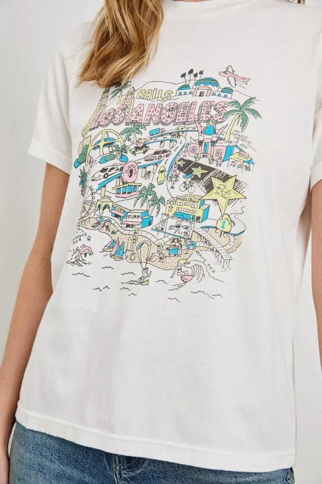 Rails Tops Women BOYFRIEND TSHIRT Rails Los Angeles Map White
