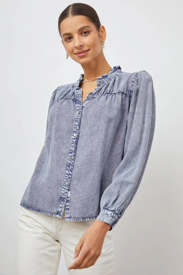 Rails Tops Women CAMILLE TOP Sapphire Acid Wash