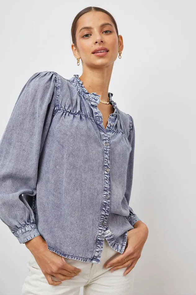Rails Tops Women CAMILLE TOP Sapphire Acid Wash