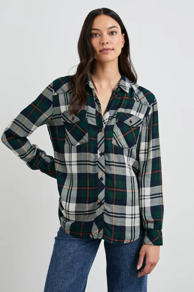 Rails Tops Women KENDRA SHIRT Forest Navy Stone