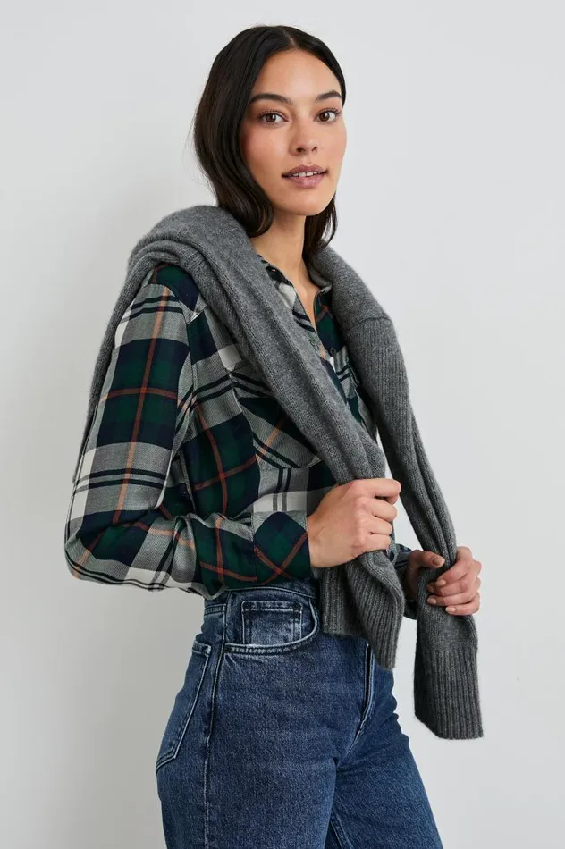 Rails Tops Women KENDRA SHIRT Forest Navy Stone