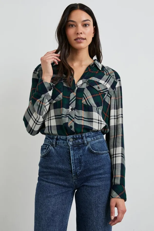 Rails Tops Women KENDRA SHIRT Forest Navy Stone
