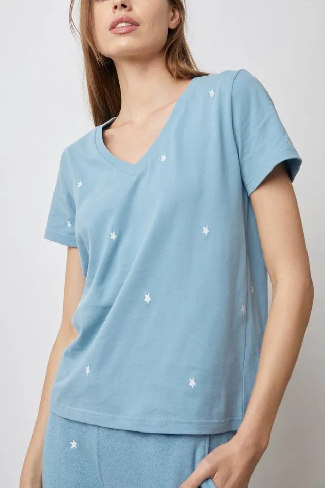 Rails Tops Women THE CARA V NECK TSHIRT Aqua Stars