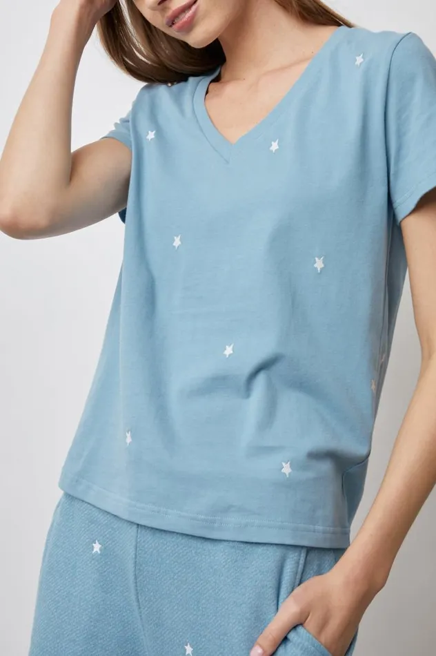 Rails Tops Women THE CARA V NECK TSHIRT Aqua Stars