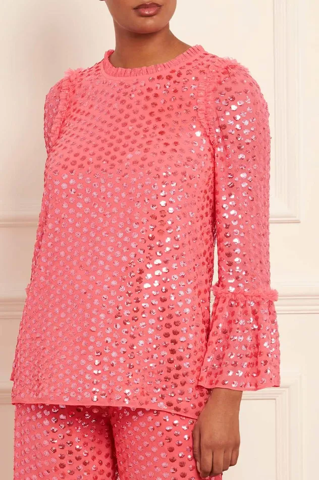 Raindrop Gloss Tunic Pink Women Needle and Thread Tops