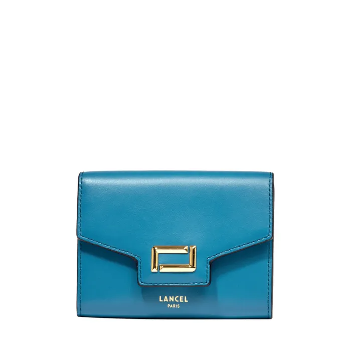 Rectangular Flap Compact Wallet Wave Blue Women Lancel Wallet
