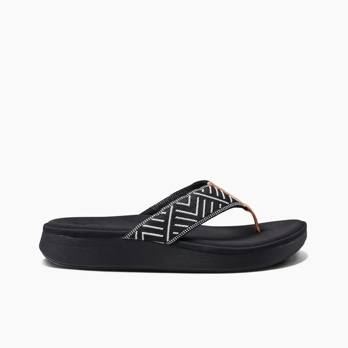 Reef Flip Flops Women Cushion Cloud Textile Black Geo