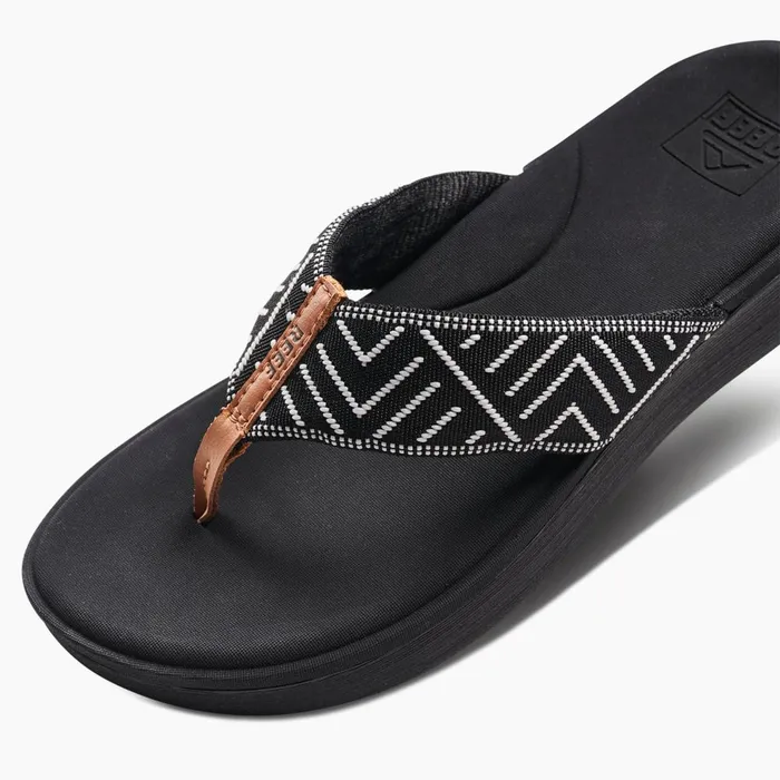 Reef Flip Flops Women Cushion Cloud Textile Black Geo