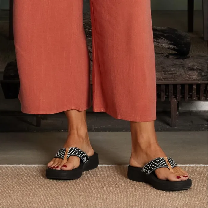 Reef Flip Flops Women Cushion Cloud Textile Black Geo