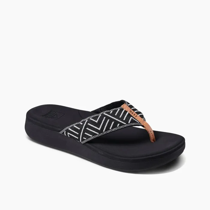 Reef Flip Flops Women Cushion Cloud Textile Black Geo