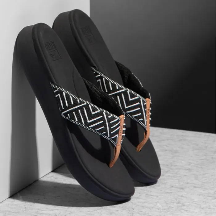 Reef Flip Flops Women Cushion Cloud Textile Black Geo