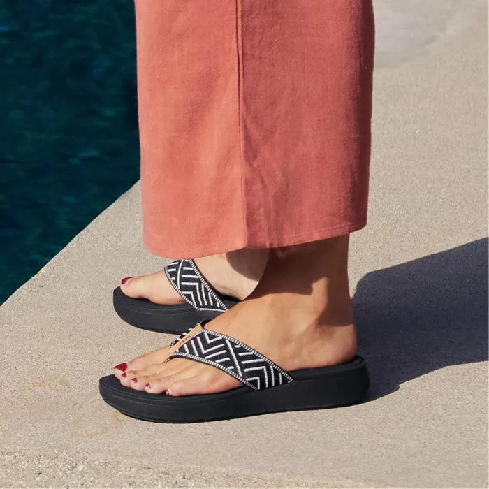 Reef Flip Flops Women Cushion Cloud Textile Black Geo