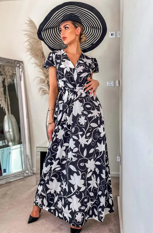 Rinesse Black Printed Wrap Maxi Dress Women Missfiga Wrap Dresses