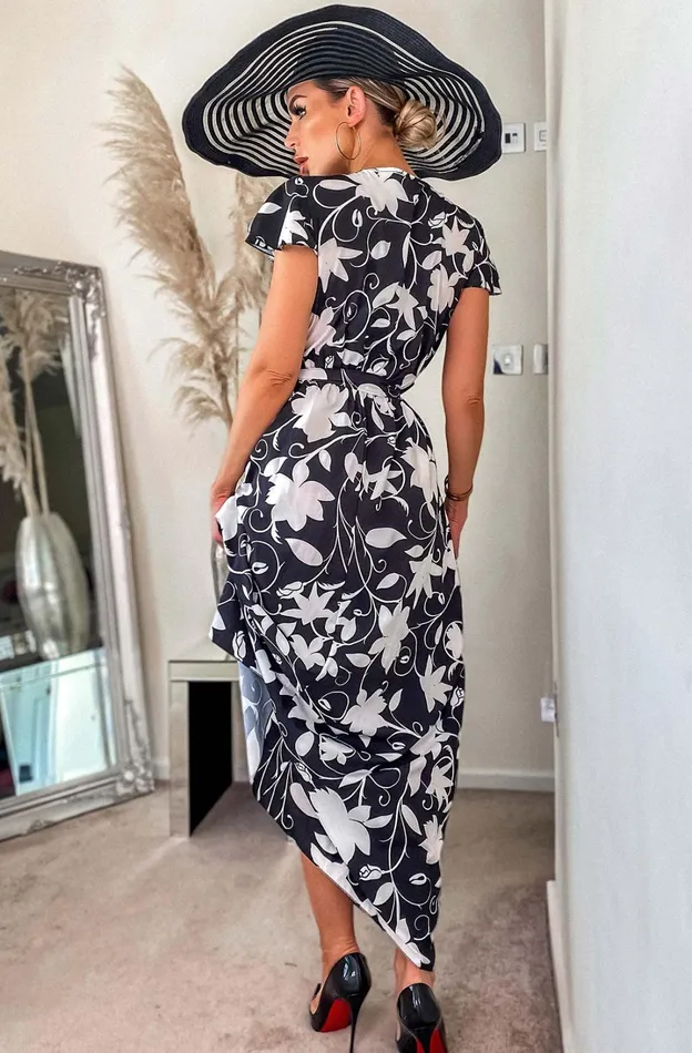 Rinesse Black Printed Wrap Maxi Dress Women Missfiga Wrap Dresses
