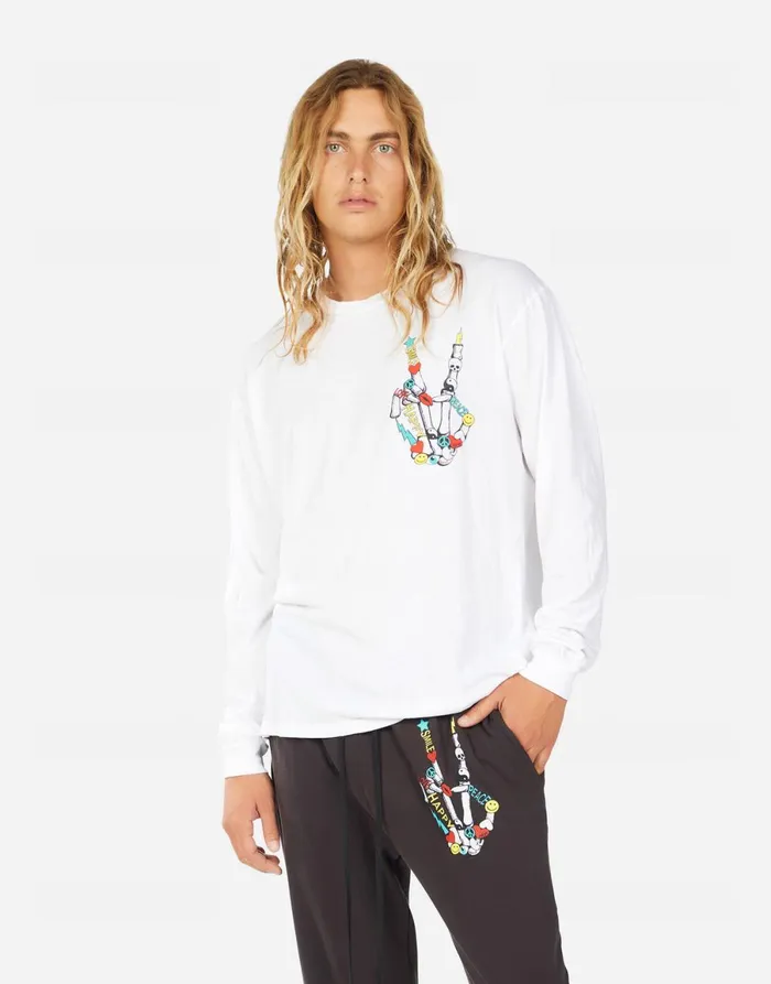 Rolston Color Elements Skeleton Peace White Men039s Lauren Moshi Tees