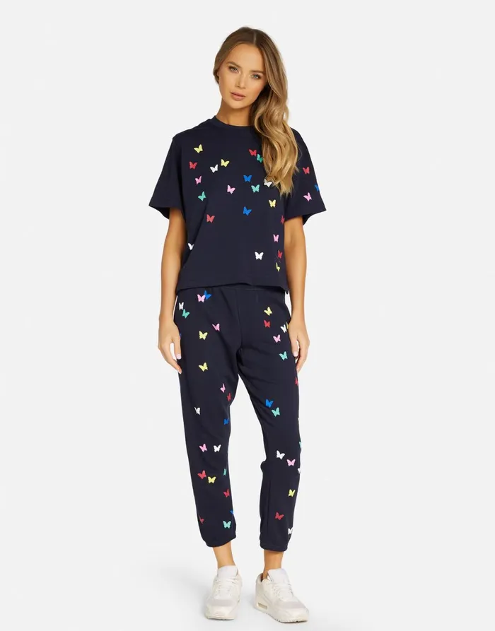 Rue Mini Butterflies Navy Women039s Lauren Moshi Short Sleeve