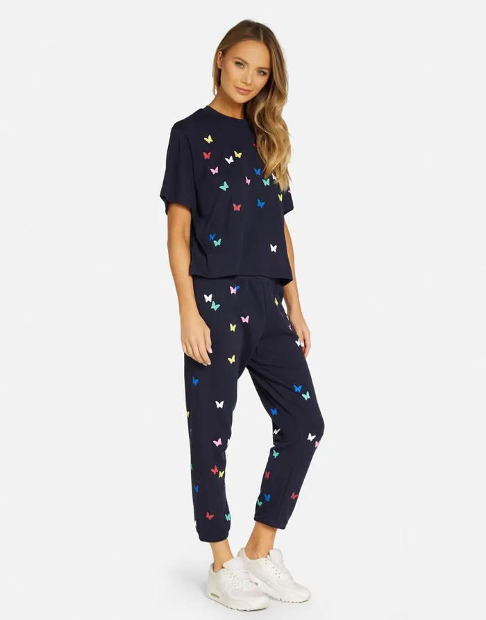 Rue Mini Butterflies Navy Women039s Lauren Moshi Short Sleeve