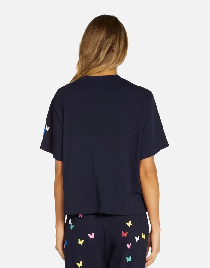 Rue Mini Butterflies Navy Women039s Lauren Moshi Short Sleeve