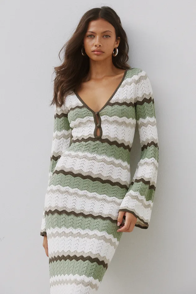 Runaway The Label Maxi Shop CAPRICE MAXI DRESS 8211 GREEN COMBO