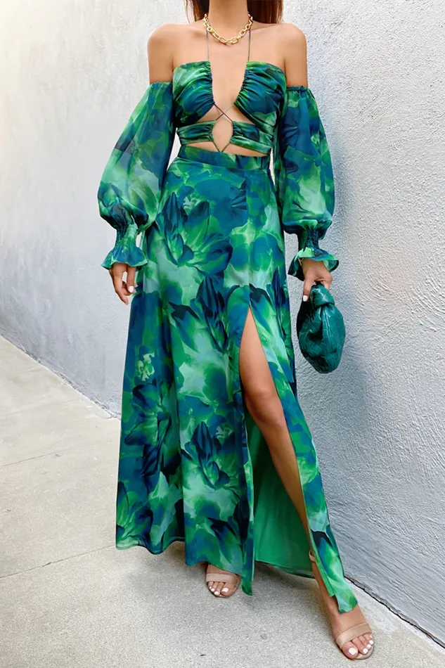 Runaway The Label Maxi Shop Karma Maxi Dress 8211 Green Floral