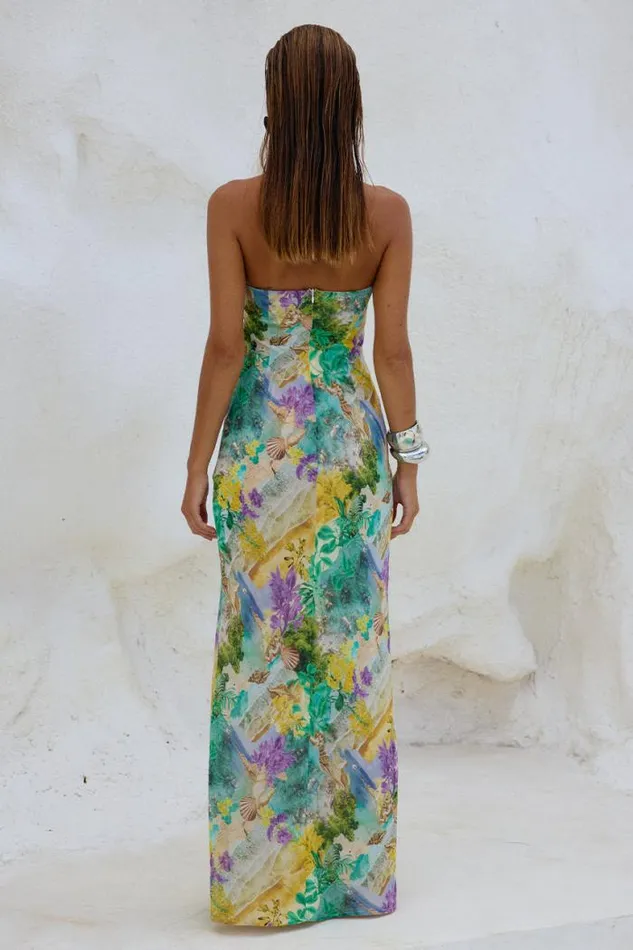 Runaway The Label Maxi Shop VELZY STRAPLESS DRESS 8211 ESME PRINT