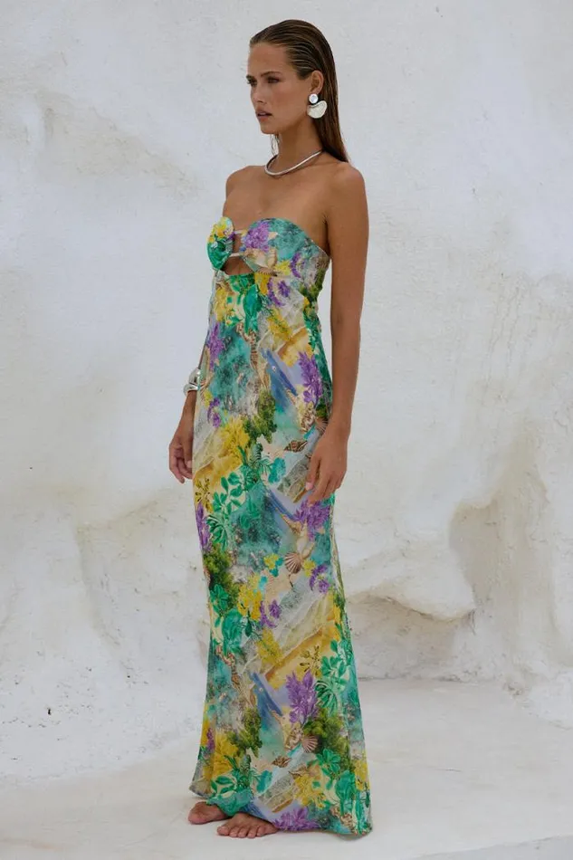 Runaway The Label Maxi Shop VELZY STRAPLESS DRESS 8211 ESME PRINT