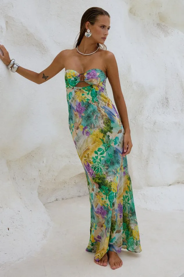 Runaway The Label Maxi Shop VELZY STRAPLESS DRESS 8211 ESME PRINT