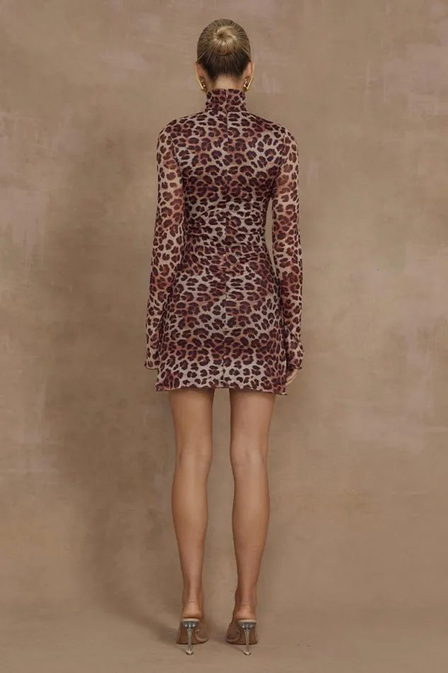 Runaway The Label Mini Shop JORDI MINI DRESS 8211 LEOPARD PRINT