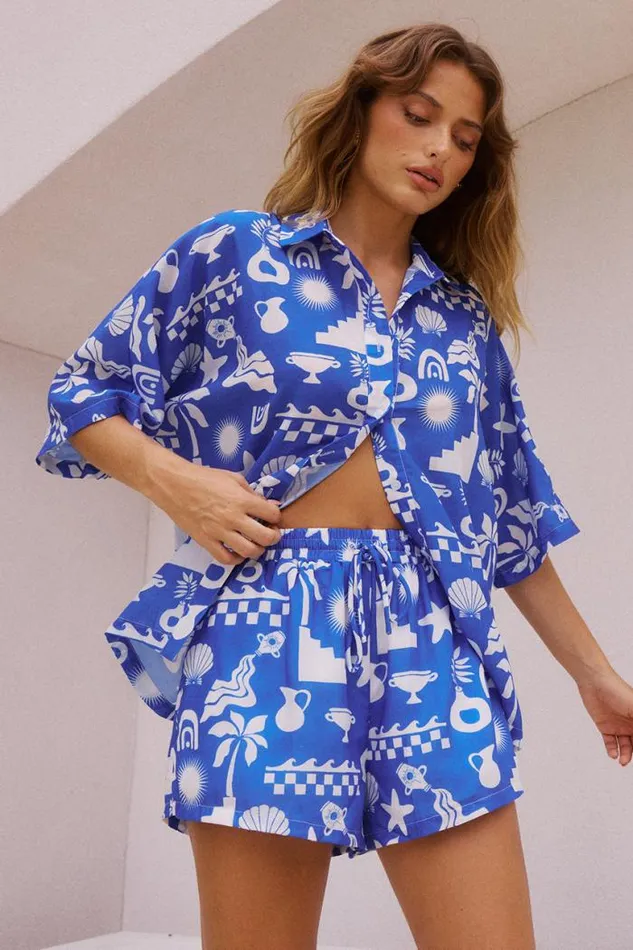 Runaway The Label Shirts and Blouses Shop HANNA SHIRT 8211 COVE BLUE