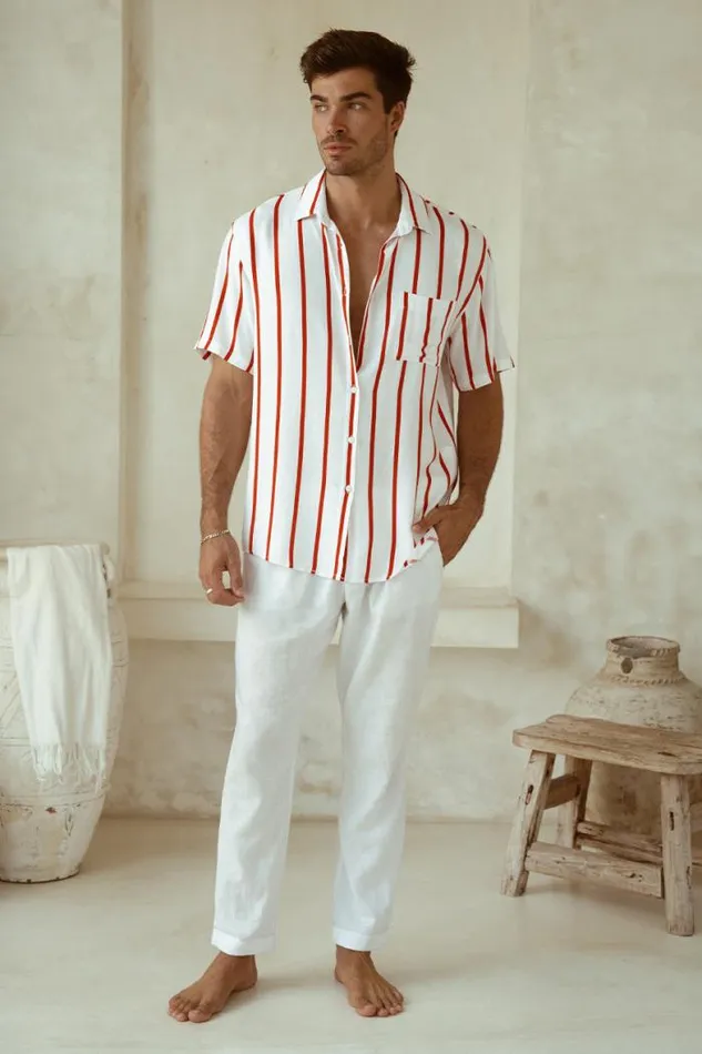 Runaway The Label Shirts Menswear ELIJAH SHIRT 8211 RED STRIPE