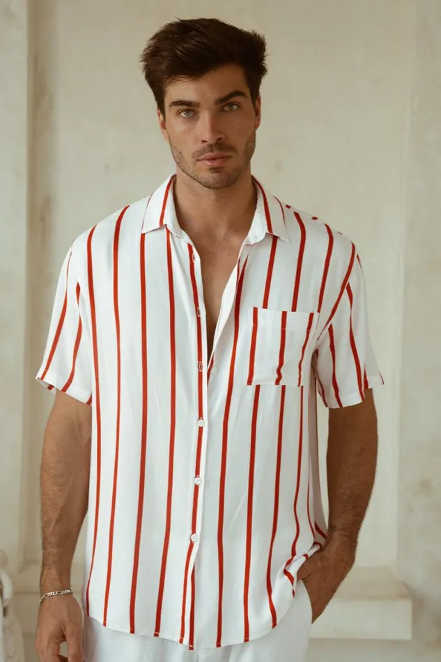 Runaway The Label Shirts Menswear ELIJAH SHIRT 8211 RED STRIPE