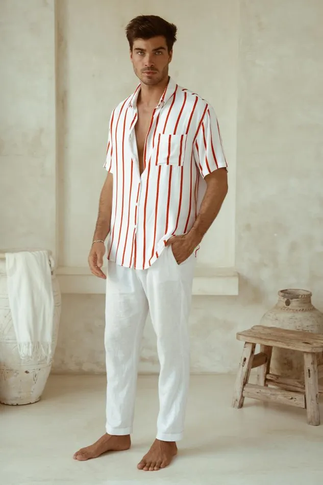 Runaway The Label Shirts Menswear ELIJAH SHIRT 8211 RED STRIPE
