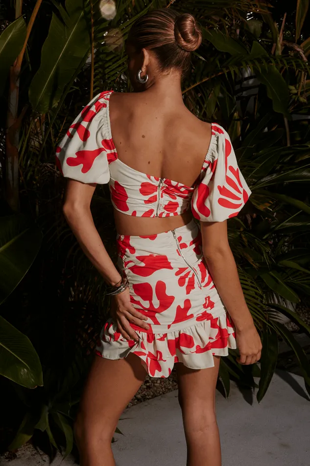 Runaway The Label Skirts Shop AKELI RUFFLE SKIRT 8211 ORANGE BOTANICA