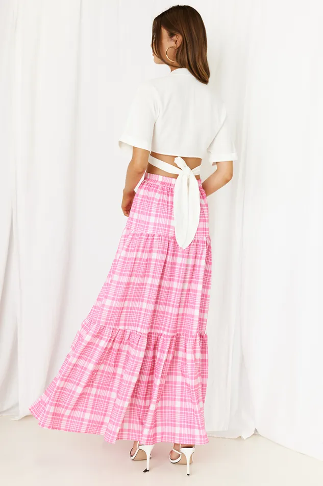 Runaway The Label Skirts Shop Valence Maxi Skirt 8211 Pink Check