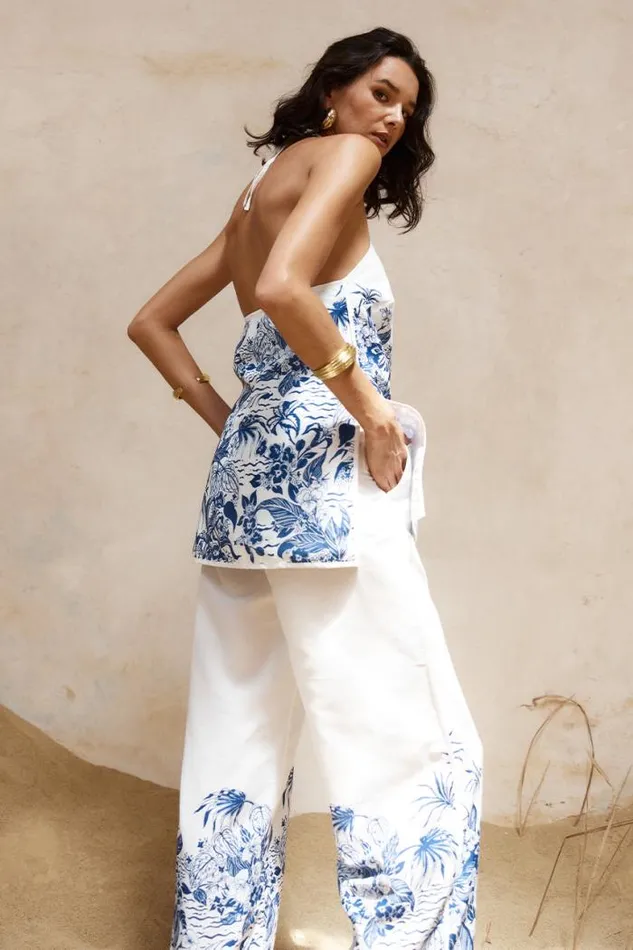 Runaway The Label Summer Sets Shop VALENCIA TOP 8211 BLUEWHITE