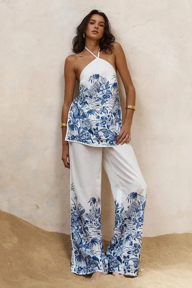 Runaway The Label Summer Sets Shop VALENCIA TOP 8211 BLUEWHITE