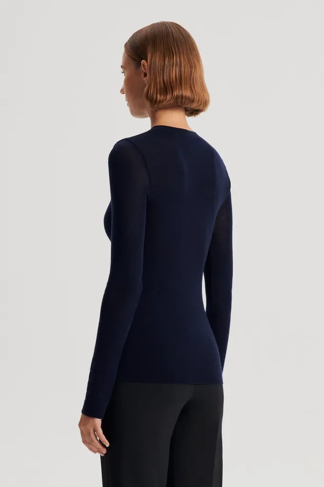 Scanlan Theodore Babywool Crew Neck Sweater Navy Tops Scanlan Theodore Babywool Crew Neck Sweater Navy Tops Scanlan Theodore Women Knitwear