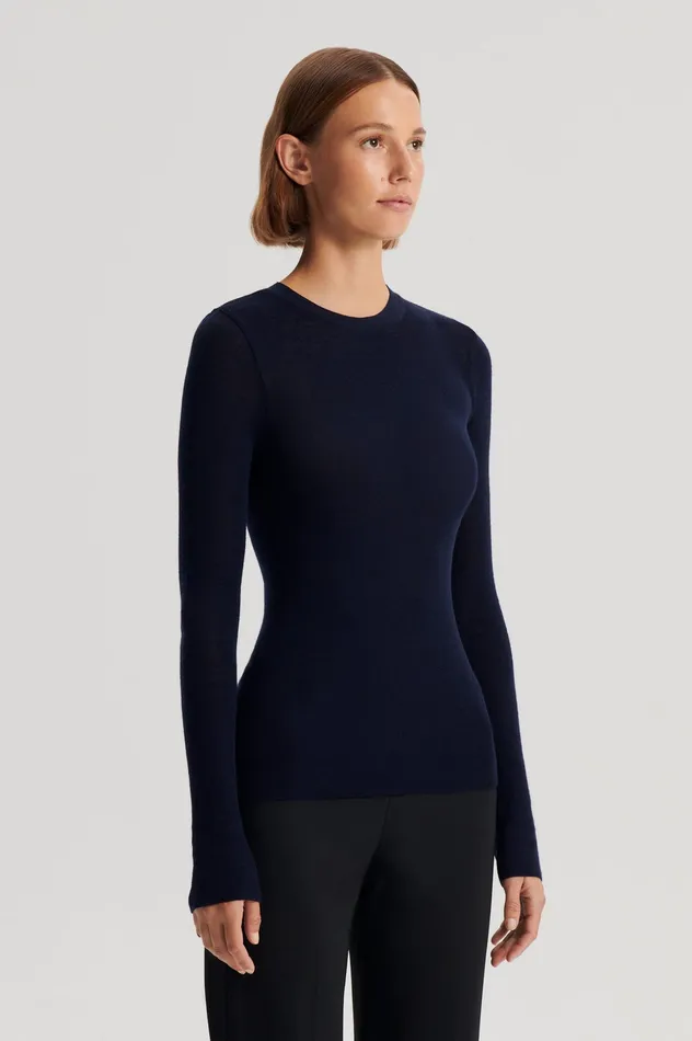 Scanlan Theodore Babywool Crew Neck Sweater Navy Tops Scanlan Theodore Babywool Crew Neck Sweater Navy Tops Scanlan Theodore Women Knitwear