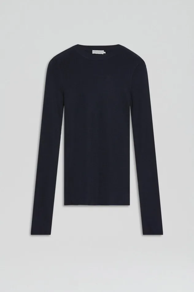 Scanlan Theodore Babywool Crew Neck Sweater Navy Tops Scanlan Theodore Babywool Crew Neck Sweater Navy Tops Scanlan Theodore Women Knitwear