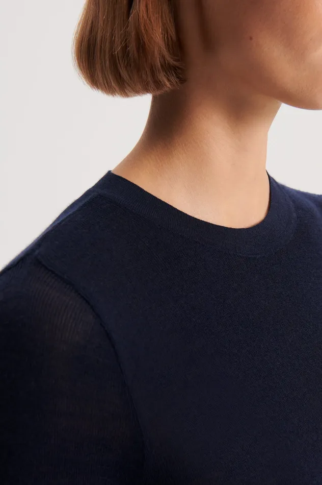 Scanlan Theodore Babywool Crew Neck Sweater Navy Tops Scanlan Theodore Babywool Crew Neck Sweater Navy Tops Scanlan Theodore Women Knitwear