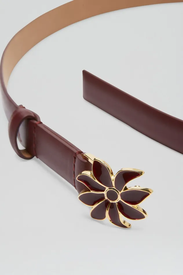 Scanlan Theodore Belts Women FLOWER BUCKLE BELT 2 BURGUNDY Scanlan Theodore Belts Women FLOWER BUCKLE BELT 2 BURGUNDY