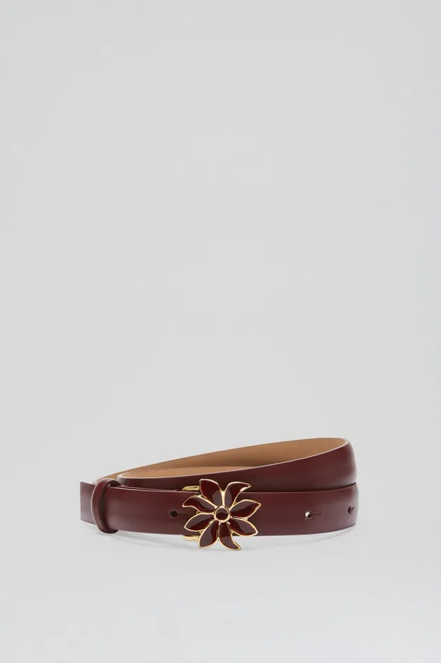 Scanlan Theodore Belts Women FLOWER BUCKLE BELT 2 BURGUNDY Scanlan Theodore Belts Women FLOWER BUCKLE BELT 2 BURGUNDY